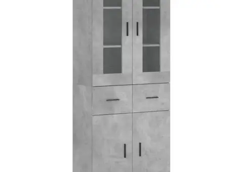 Dulap înalt, gri beton, 69,5x34x180, lemn compozit - 2/5