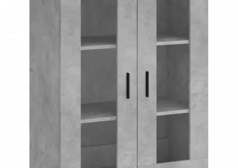 Dulap înalt, gri beton, 69,5x34x180, lemn compozit - 5/5