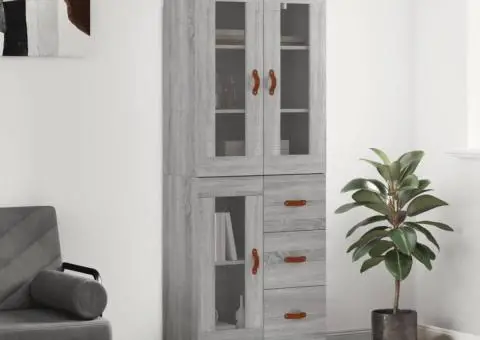 Dulap înalt, gri sonoma, 69,5x34x180 cm, lemn compozit - 1/5