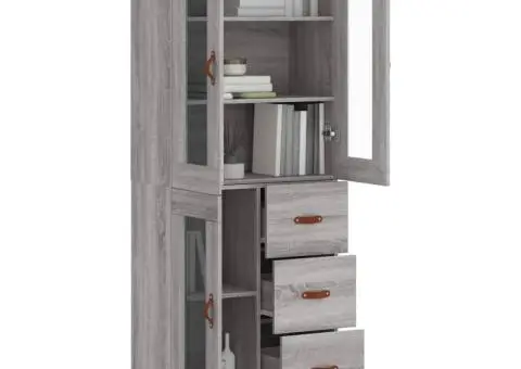 Dulap înalt, gri sonoma, 69,5x34x180 cm, lemn compozit - 3/5