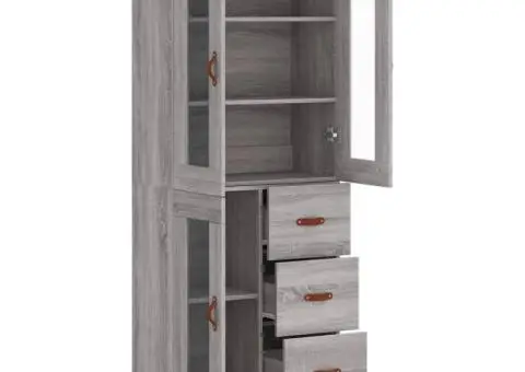 Dulap înalt, gri sonoma, 69,5x34x180 cm, lemn compozit - 4/5