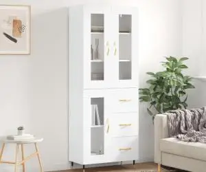 vidaXL Dulap înalt, alb, 69,5x34x180 cm, lemn compozit