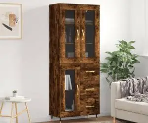 vidaXL Dulap înalt, stejar fumuriu, 69,5x34x180, lemn compozit