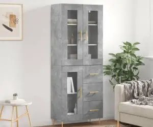 vidaXL Dulap înalt, gri beton, 69,5x34x180, lemn compozit