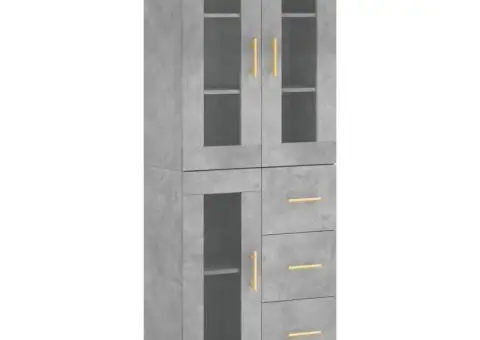 Dulap înalt, gri beton, 69,5x34x180, lemn compozit - 2/5