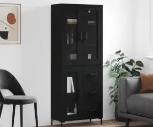 vidaXL Dulap înalt, negru, 69,5x34x180 cm, lemn compozit