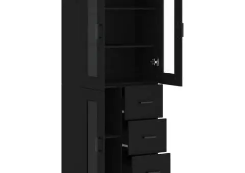 Dulap înalt, negru, 69,5x34x180 cm, lemn compozit - 4/5