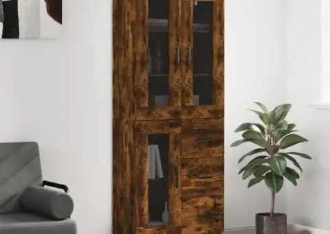 Dulap înalt, stejar fumuriu, 69,5x34x180, lemn compozit - 1/5