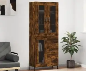 vidaXL Dulap înalt, stejar fumuriu, 69,5x34x180, lemn compozit