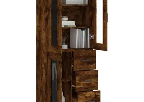 Dulap înalt, stejar fumuriu, 69,5x34x180, lemn compozit - 3/5