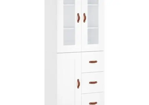 Dulap înalt, alb, 69,5x34x180 cm, lemn compozit - 2/5