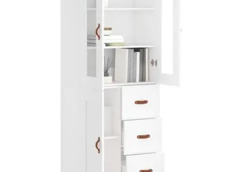 Dulap înalt, alb, 69,5x34x180 cm, lemn compozit - 3/5