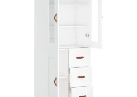 Dulap înalt, alb, 69,5x34x180 cm, lemn compozit - 4/5