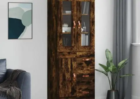 Dulap înalt, stejar fumuriu, 69,5x34x180, lemn compozit - 1/5