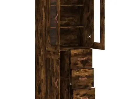 Dulap înalt, stejar fumuriu, 69,5x34x180, lemn compozit - 4/5