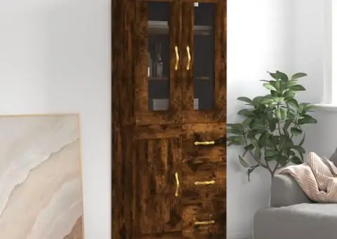 Dulap înalt, stejar fumuriu, 69,5x34x180, lemn compozit - 1/5