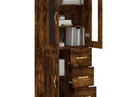 Dulap înalt, stejar fumuriu, 69,5x34x180, lemn compozit - 3/5