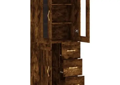 Dulap înalt, stejar fumuriu, 69,5x34x180, lemn compozit - 4/5