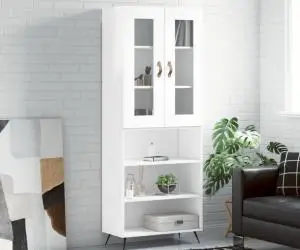 vidaXL Dulap înalt, alb extralucios, 69,5x34x180 cm, lemn compozit