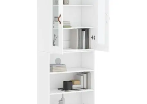 Dulap înalt, alb extralucios, 69,5x34x180 cm, lemn compozit - 3/5