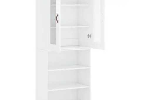 Dulap înalt, alb extralucios, 69,5x34x180 cm, lemn compozit - 4/5