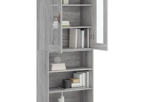 Dulap înalt, gri sonoma, 69,5x34x180 cm, lemn compozit - 3/5