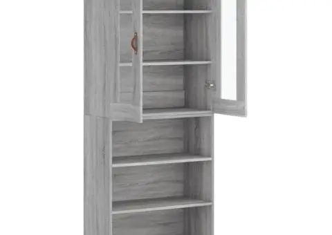 Dulap înalt, gri sonoma, 69,5x34x180 cm, lemn compozit - 4/5