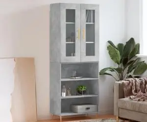 vidaXL Dulap înalt, gri beton, 69,5x34x180, lemn compozit