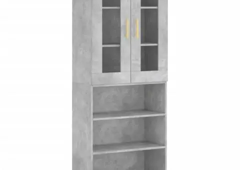 Dulap înalt, gri beton, 69,5x34x180, lemn compozit - 2/5