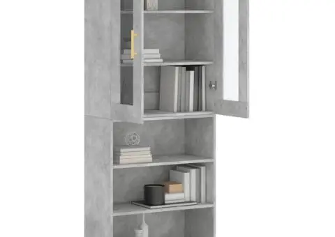 Dulap înalt, gri beton, 69,5x34x180, lemn compozit - 3/5