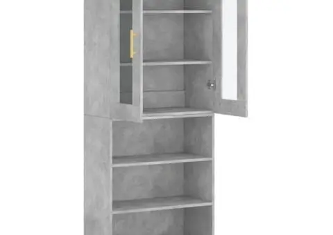 Dulap înalt, gri beton, 69,5x34x180, lemn compozit - 4/5