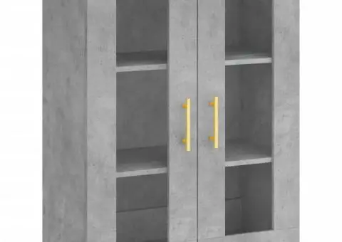 Dulap înalt, gri beton, 69,5x34x180, lemn compozit - 5/5