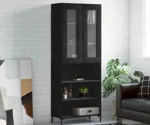 vidaXL Dulap înalt, negru, 69,5x34x180 cm, lemn compozit