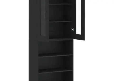 Dulap înalt, negru, 69,5x34x180 cm, lemn compozit - 4/5