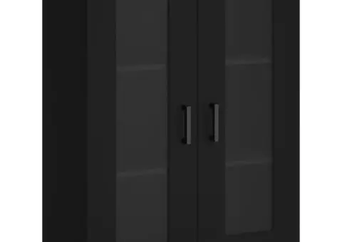 Dulap înalt, negru, 69,5x34x180 cm, lemn compozit - 5/5