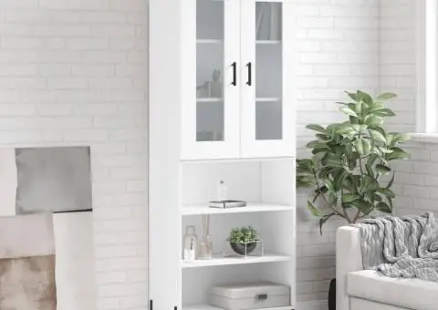 Dulap înalt, alb, 69,5x34x180 cm, lemn compozit - 1/5