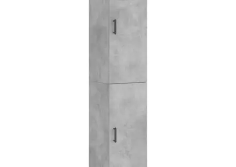 Dulap înalt, gri beton, 34,5x34x180 cm, lemn prelucrat - 2/5