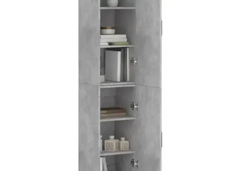 Dulap înalt, gri beton, 34,5x34x180 cm, lemn prelucrat - 3/5