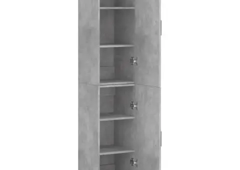Dulap înalt, gri beton, 34,5x34x180 cm, lemn prelucrat - 4/5
