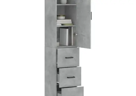 Dulap înalt, gri beton, 34,5x34x180 cm, lemn prelucrat - 3/5