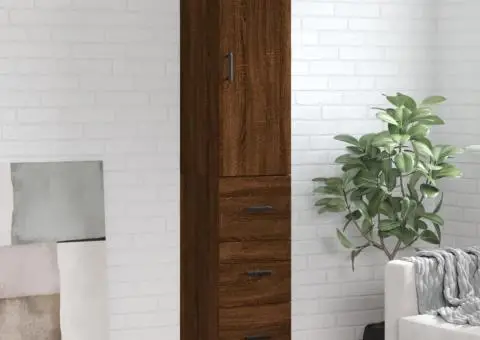 Dulap înalt, stejar maro, 34,5x34x180 cm, lemn prelucrat - 1/5