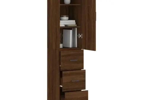 Dulap înalt, stejar maro, 34,5x34x180 cm, lemn prelucrat - 3/5