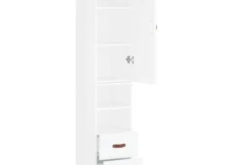 Dulap înalt, alb extralucios, 34,5x34x180 cm, lemn prelucrat - 4/5