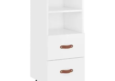 Dulap înalt, alb extralucios, 34,5x34x180 cm, lemn prelucrat - 5/5