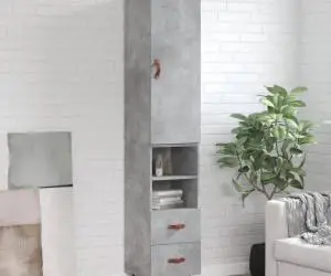 vidaXL Dulap înalt, gri beton, 34,5x34x180 cm, lemn prelucrat