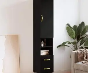 vidaXL Dulap înalt, negru, 34,5x34x180 cm, lemn prelucrat