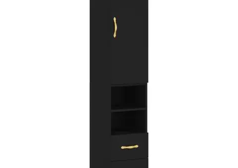 Dulap înalt, negru, 34,5x34x180 cm, lemn prelucrat - 2/5
