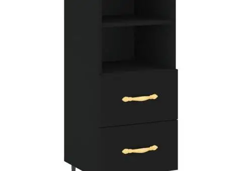 Dulap înalt, negru, 34,5x34x180 cm, lemn prelucrat - 5/5