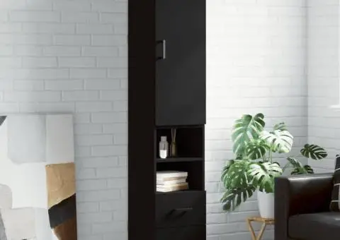 Dulap înalt, negru, 34,5x34x180 cm, lemn prelucrat - 1/5