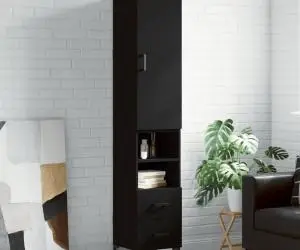 vidaXL Dulap înalt, negru, 34,5x34x180 cm, lemn prelucrat